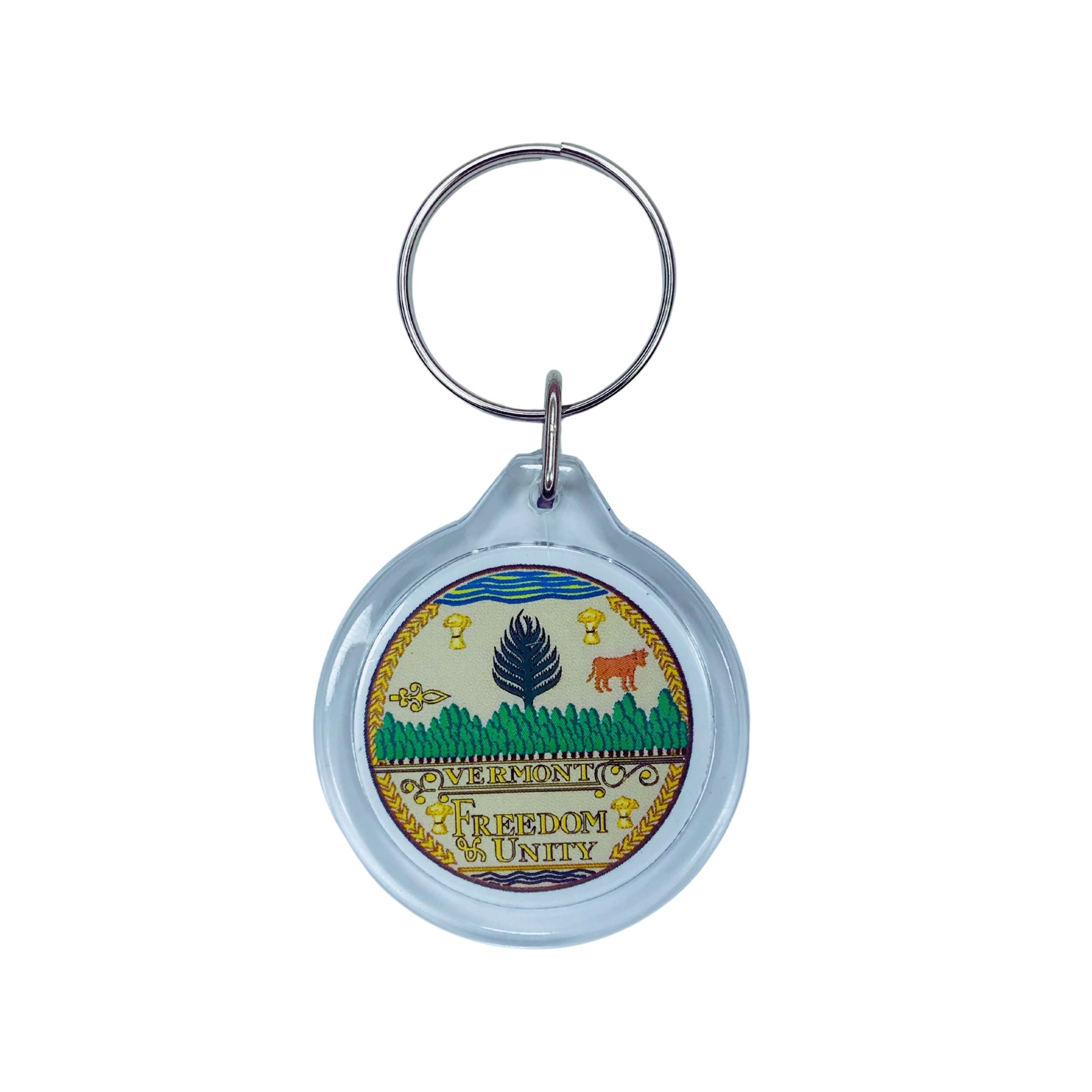 Round Acrylic Keychain - State Seal Vermont - USA