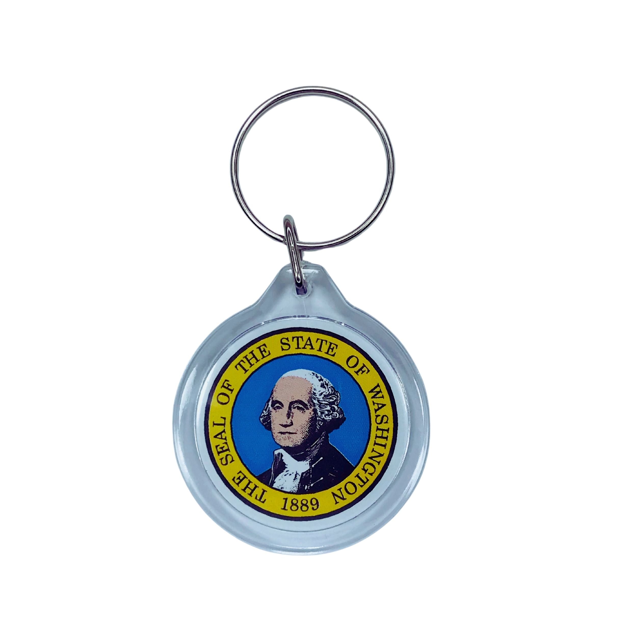 Round Acrylic Keychain - State Seal Washington - USA
