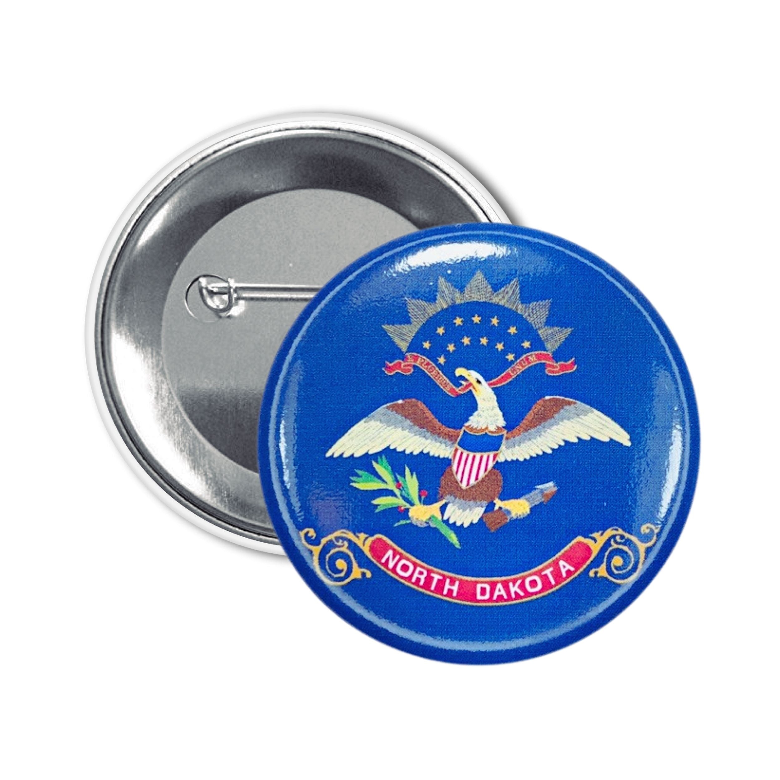 Round Button - State Flag North Dakota - USA