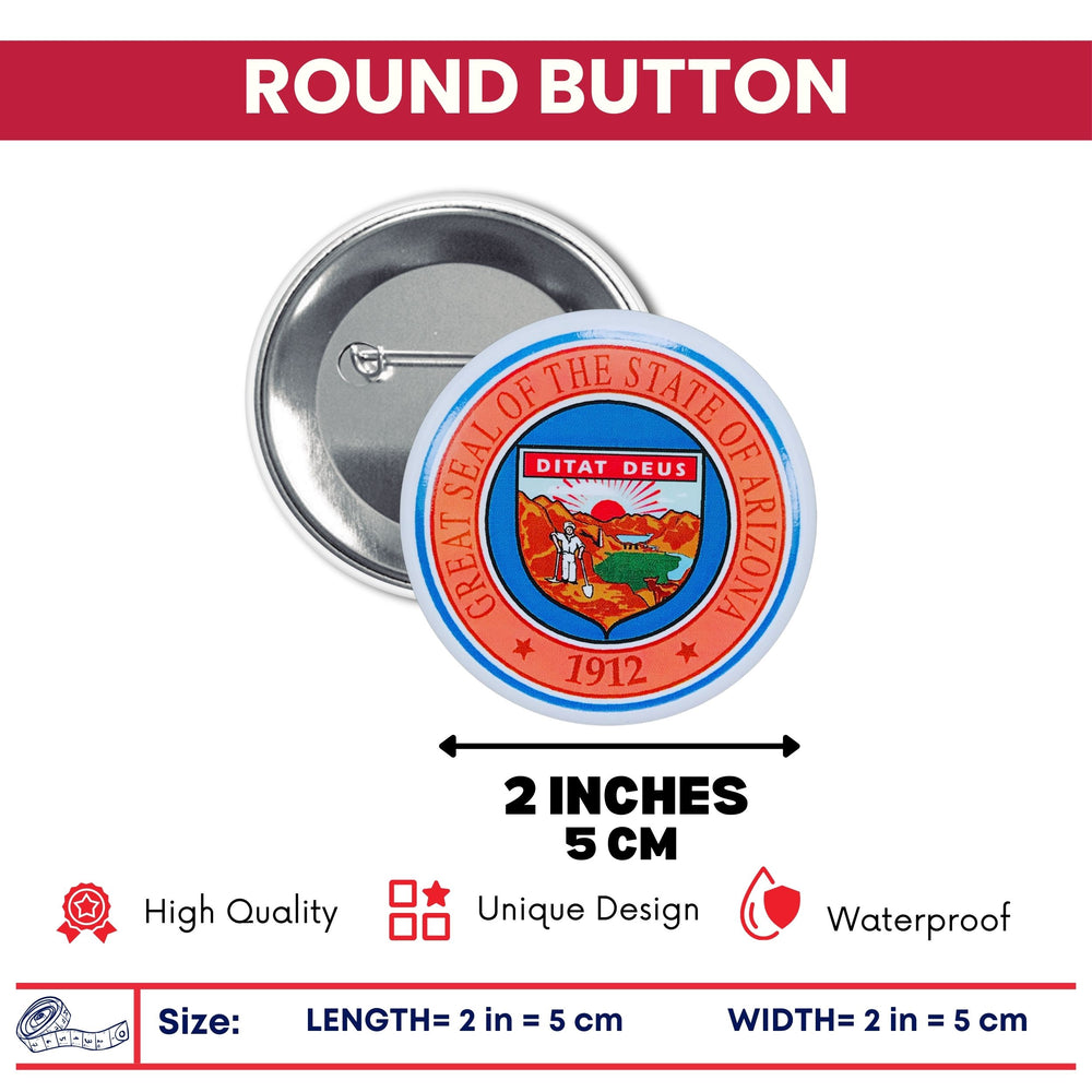 Round Button - State Seal Arizona - USA
