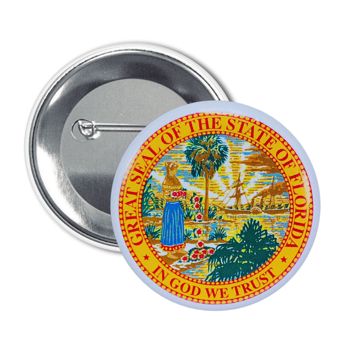 Round Button - State Seal Florida - USA