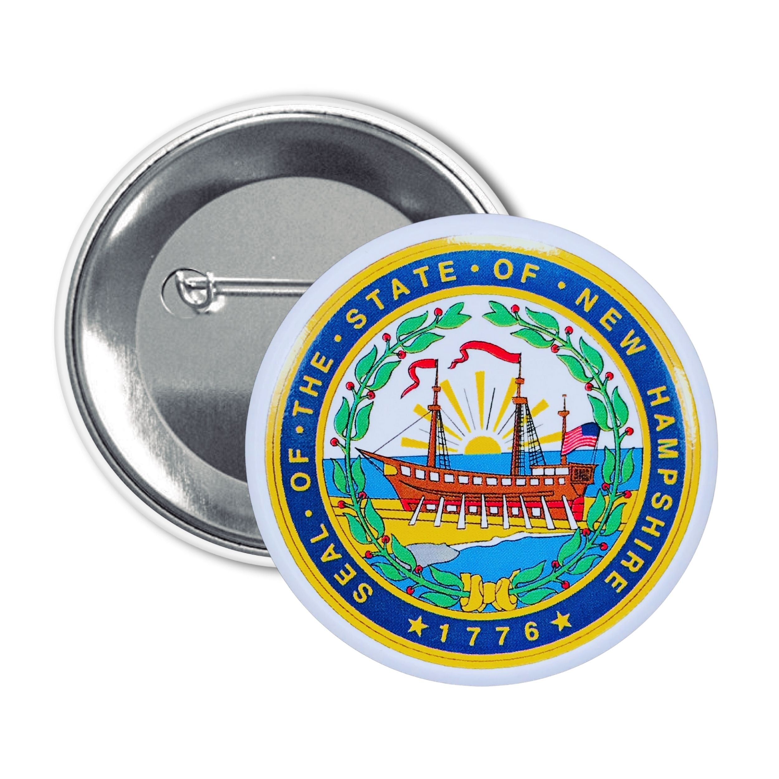 Round Button - State Seal New Hampshire - USA