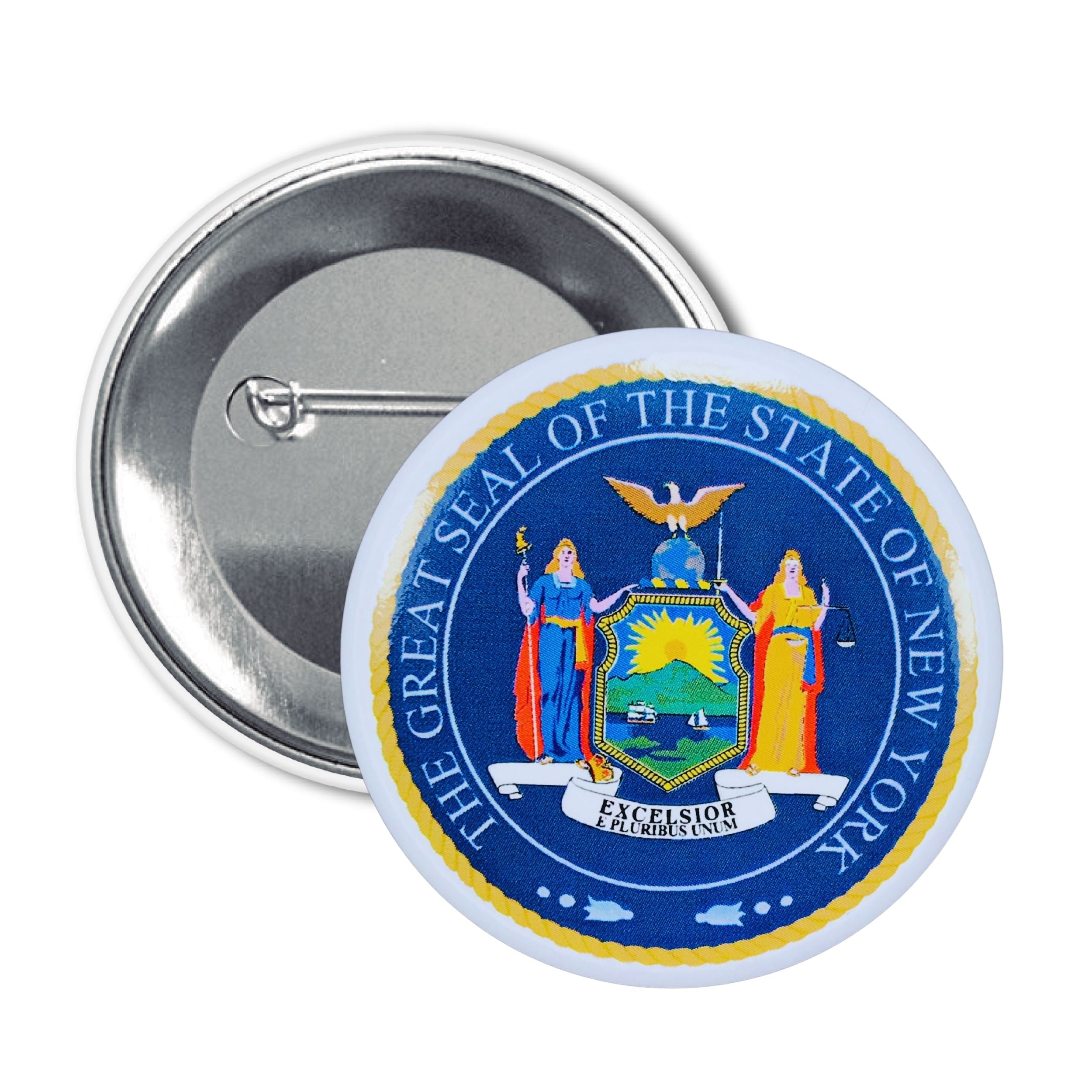 Round Button - State Seal New York - USA
