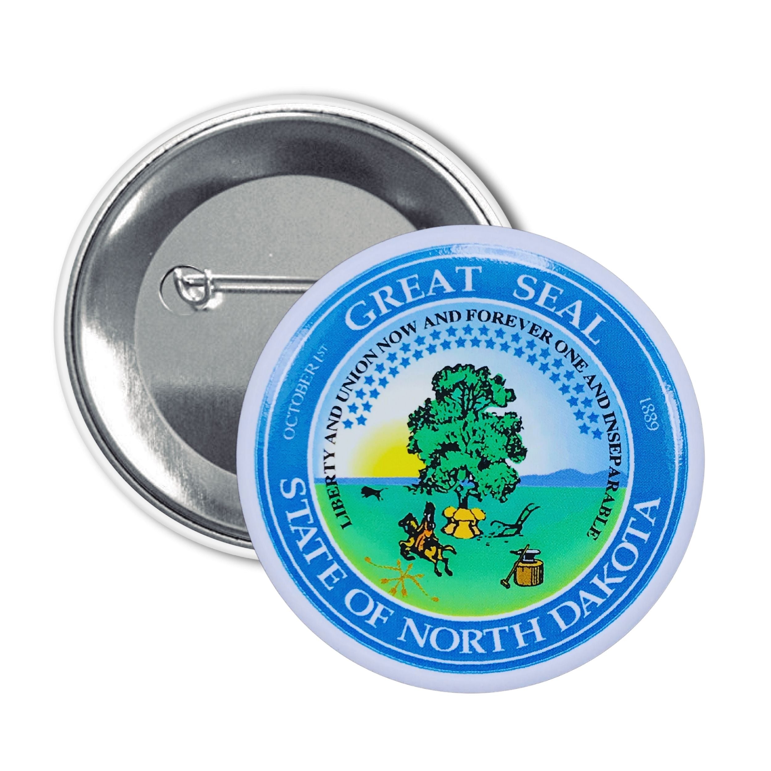 Round Button - State Seal North Dakota - USA