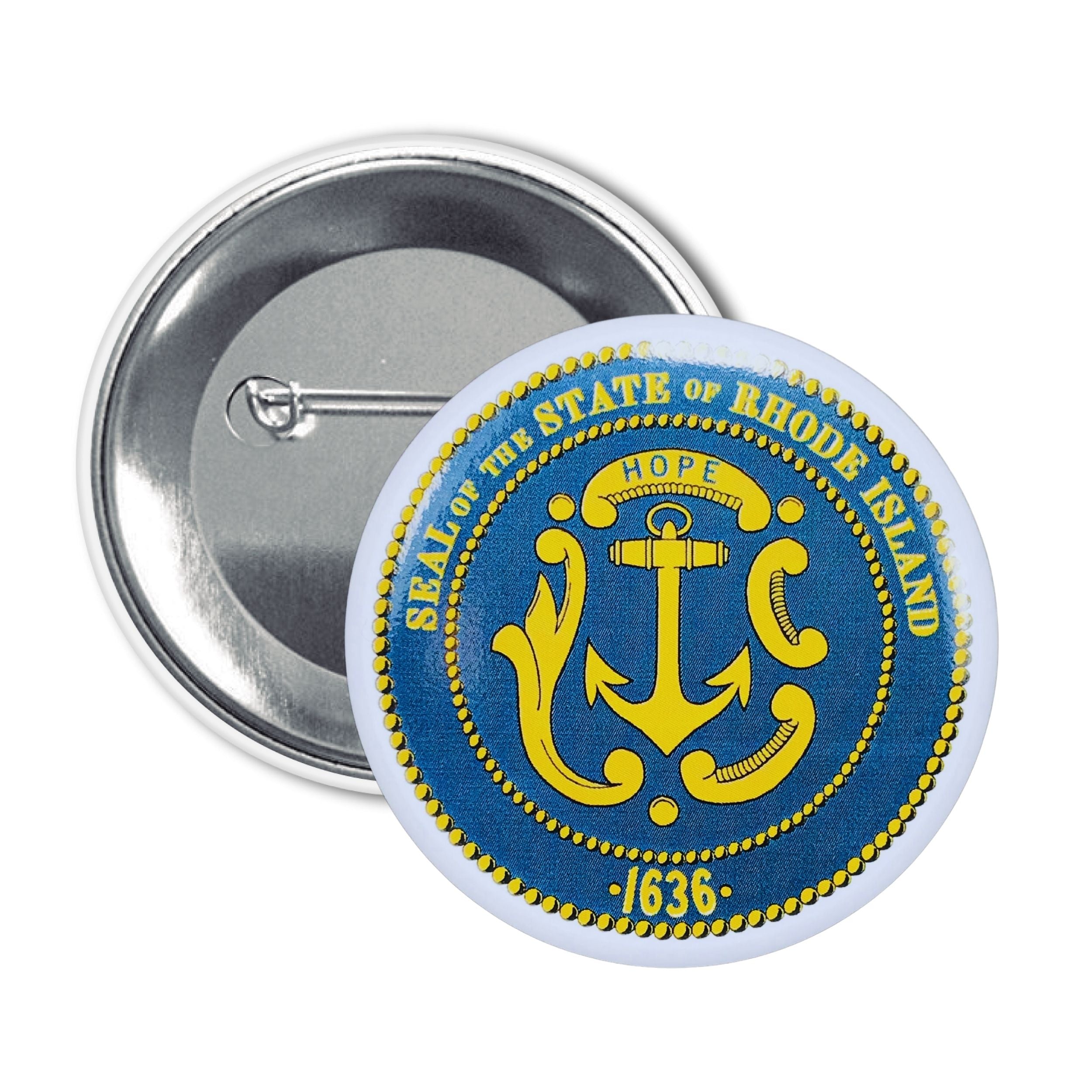 Round Button - State Seal Rhode Island - USA
