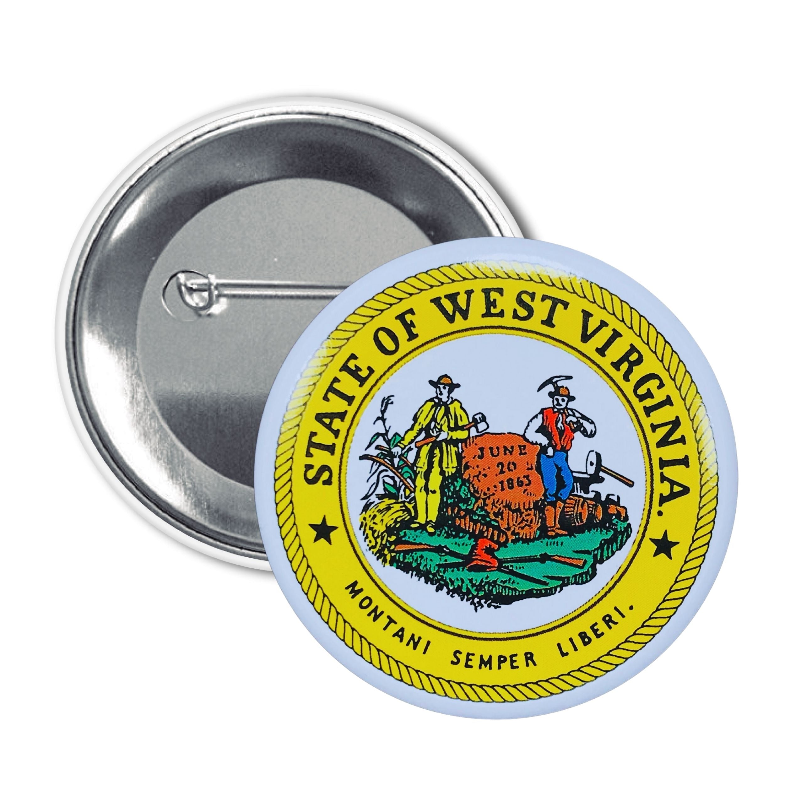 Round Button - State Seal West Virginia - USA