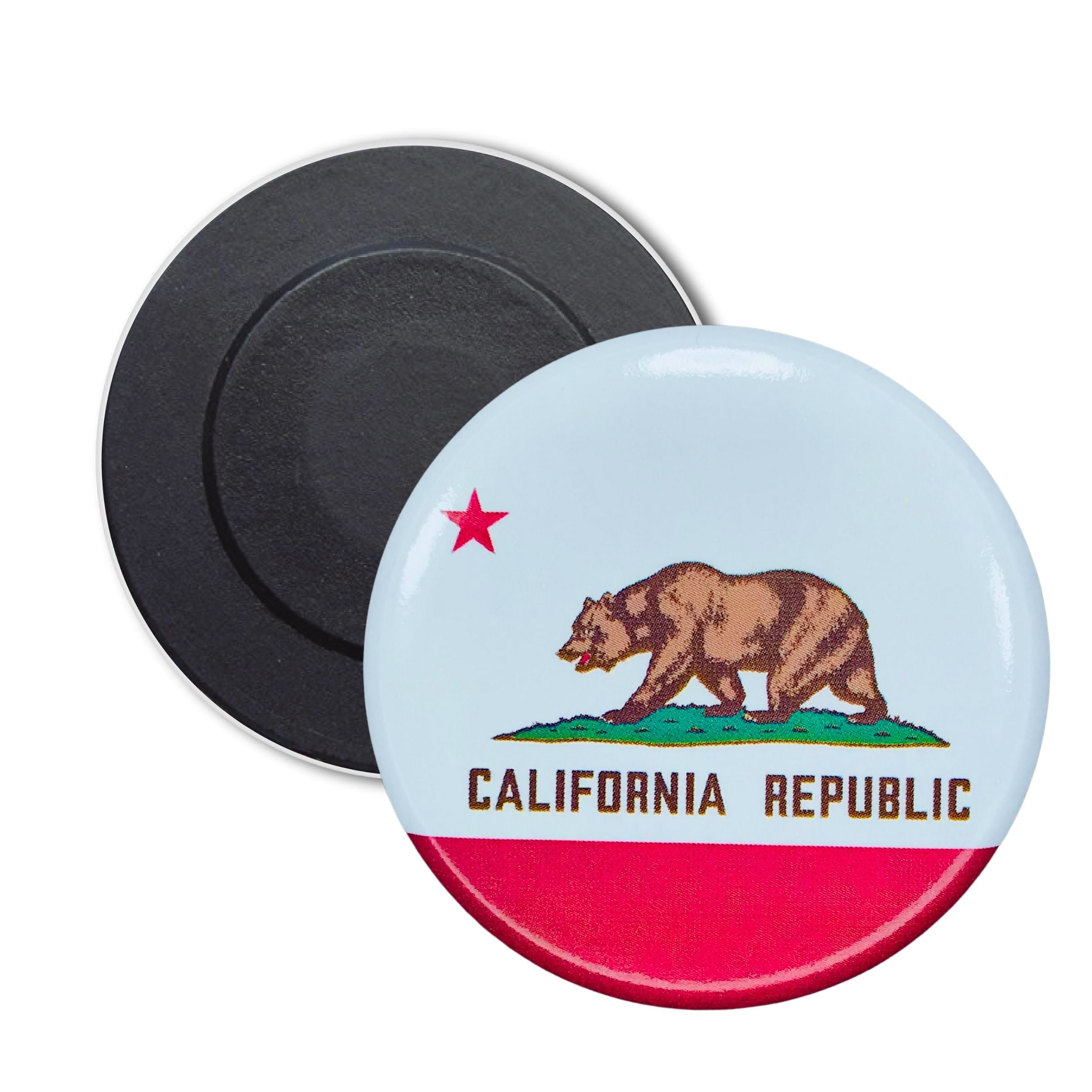 Round Magnet - State Flag California - USA