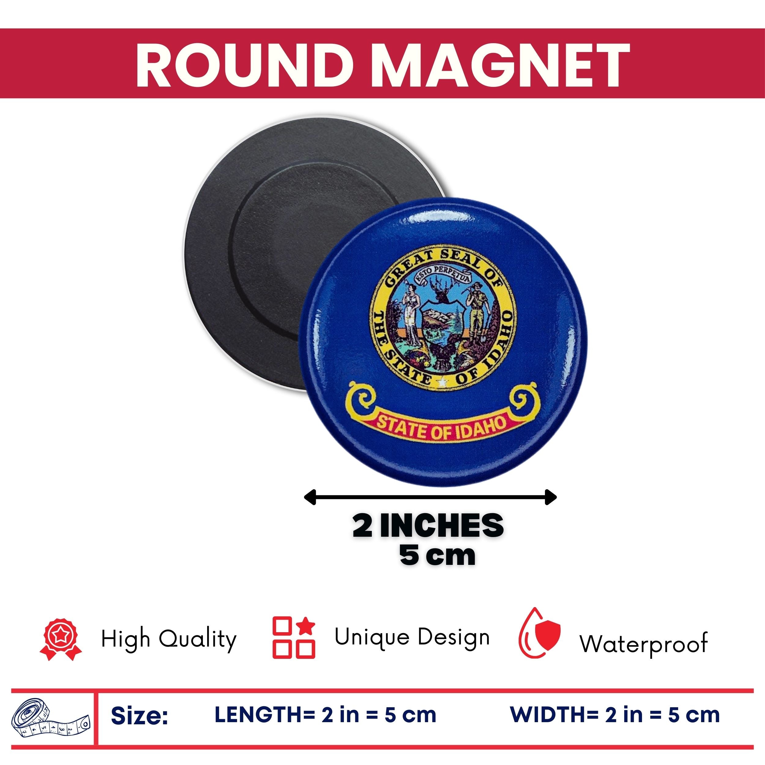 Round Magnet - State Flag Idaho - USA