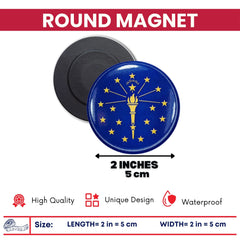 Round Magnet - State Flag Indiana - USA
