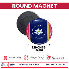 Round Magnet - State Flag Mississippi - USA