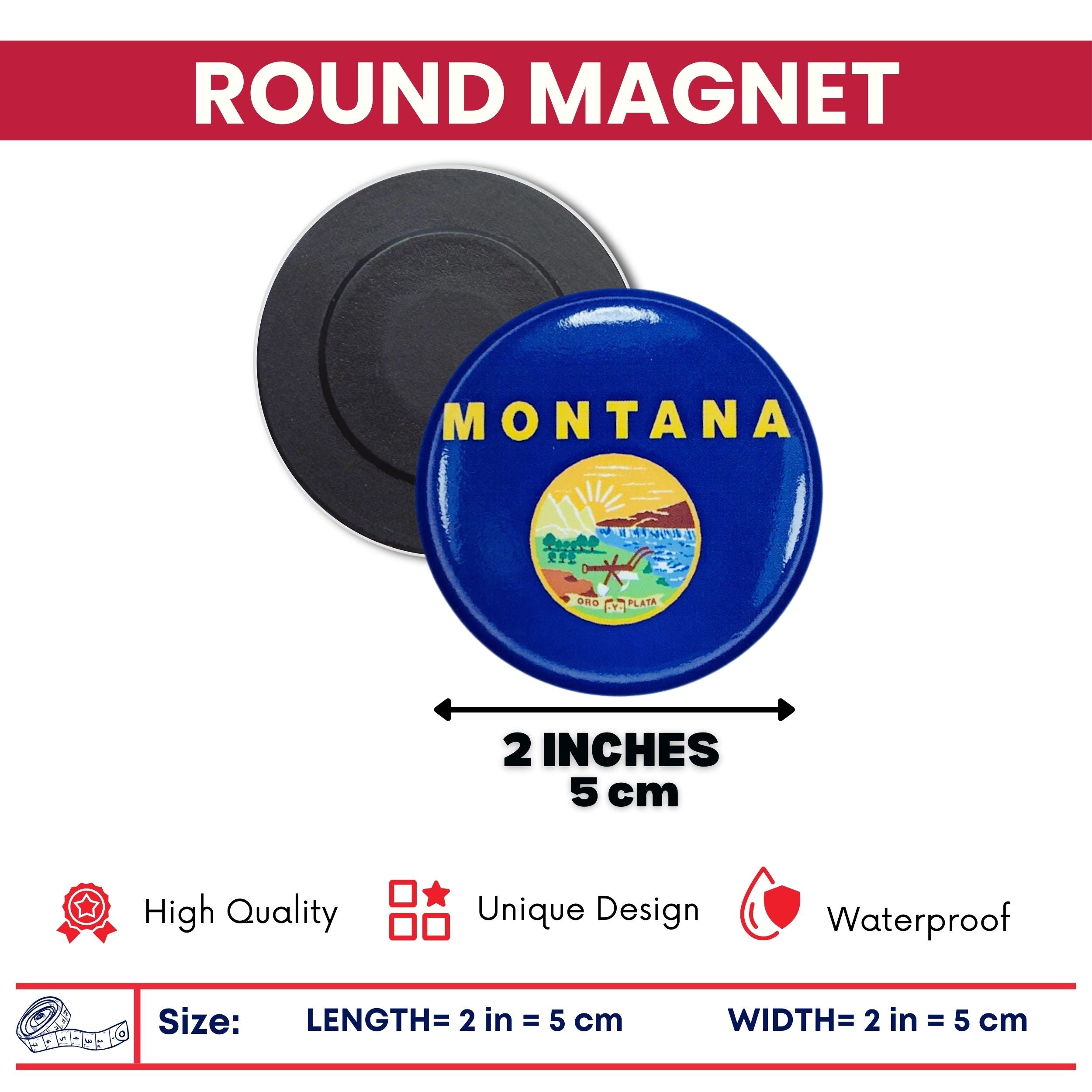Round Magnet - State Flag Montana - USA