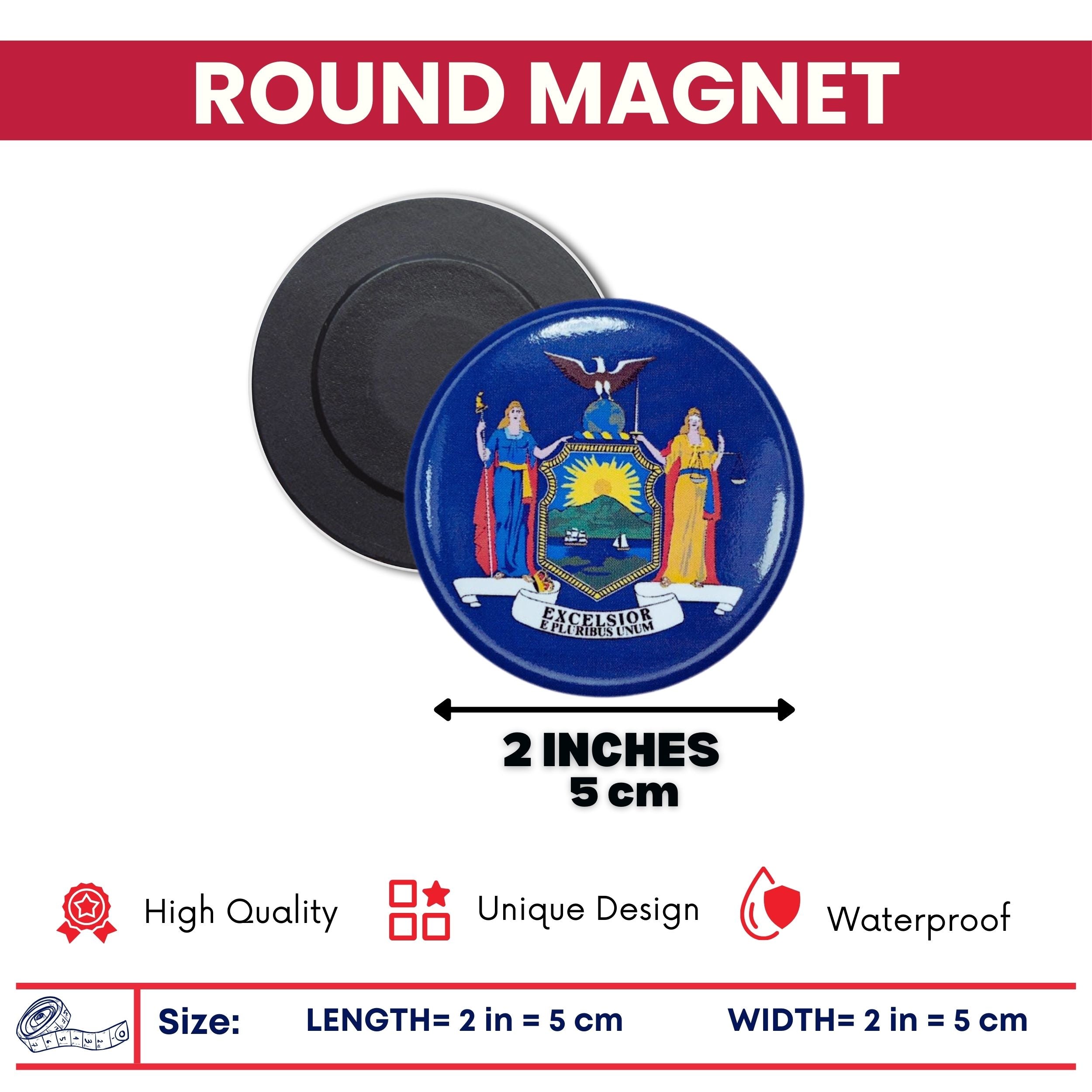 Round Magnet - State Flag New York - USA