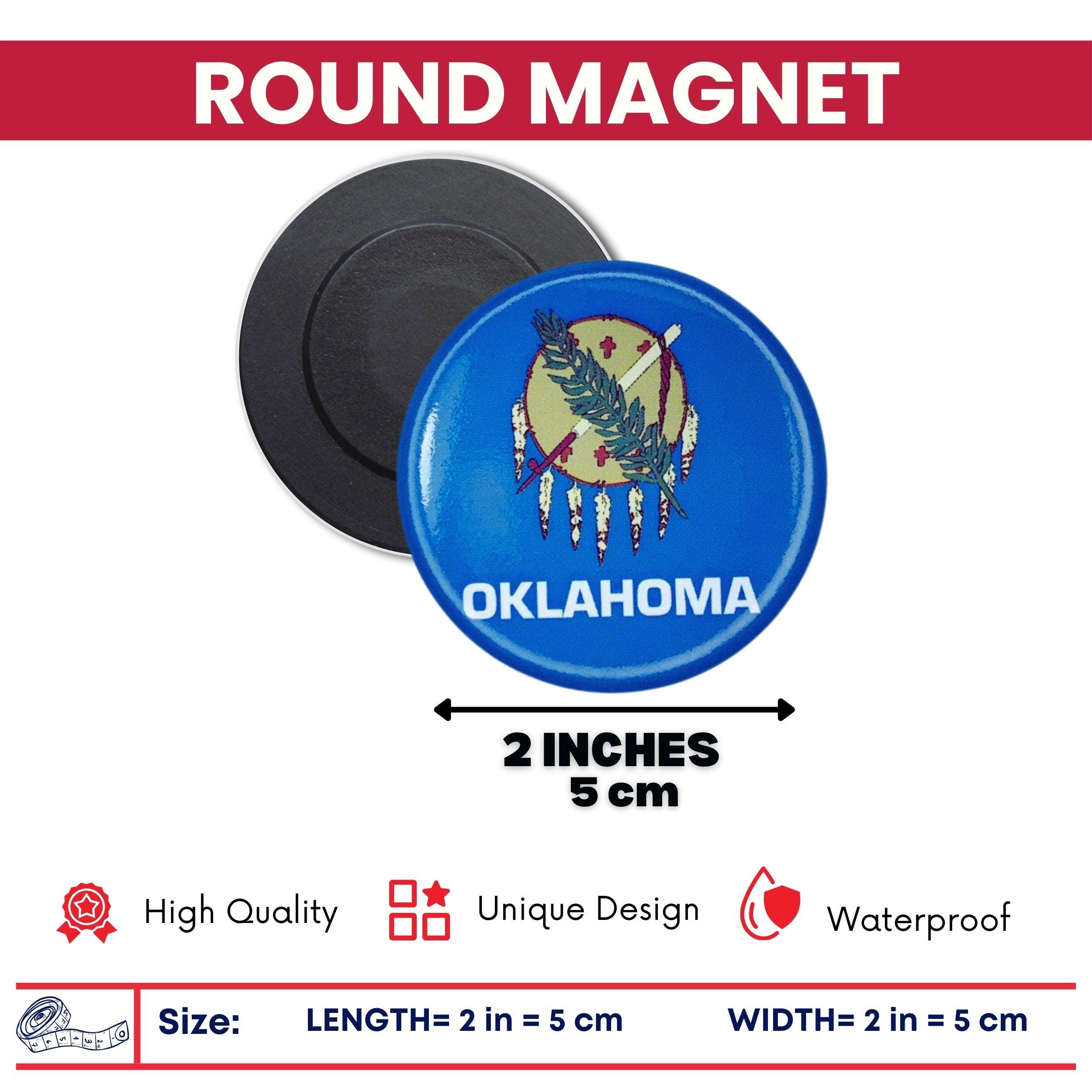 Round Magnet - State Flag Oklahoma - USA