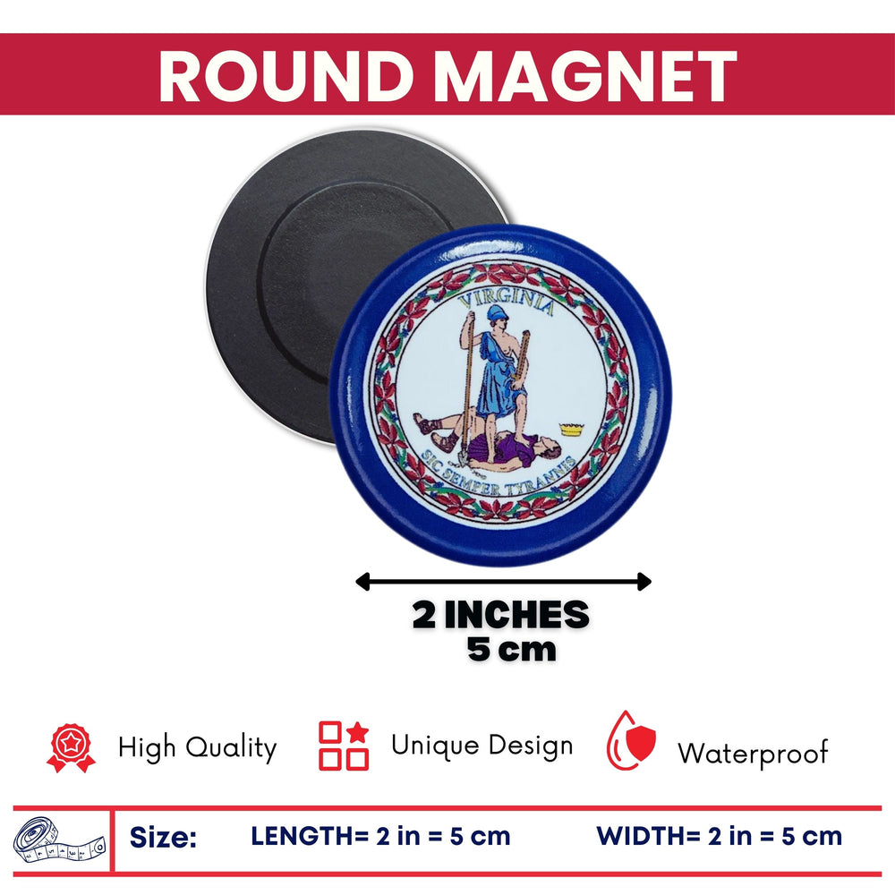 Round Magnet - State Flag Virginia - USA