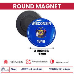 Round Magnet - State Flag Wisconsin - USA