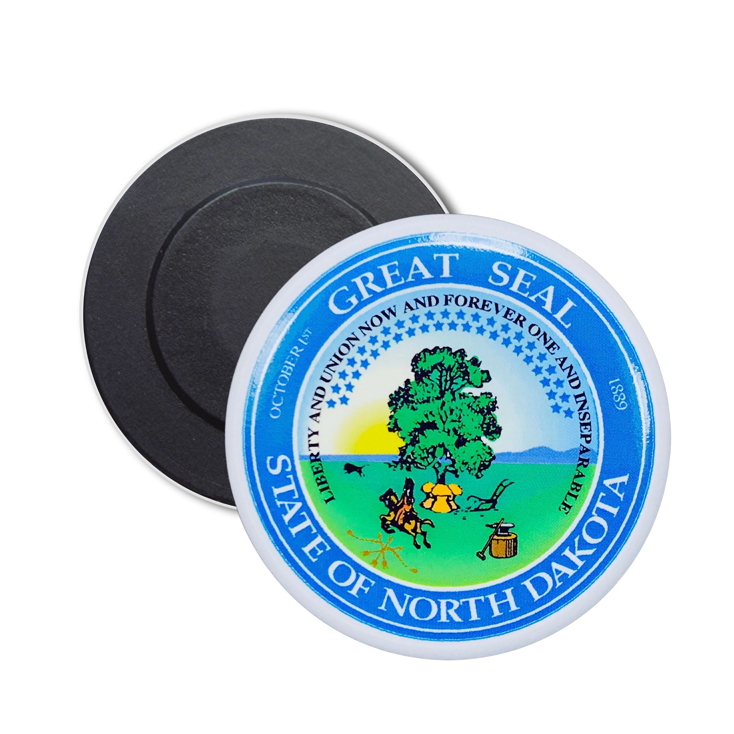 Round Magnet - State Seal North Dakota - USA