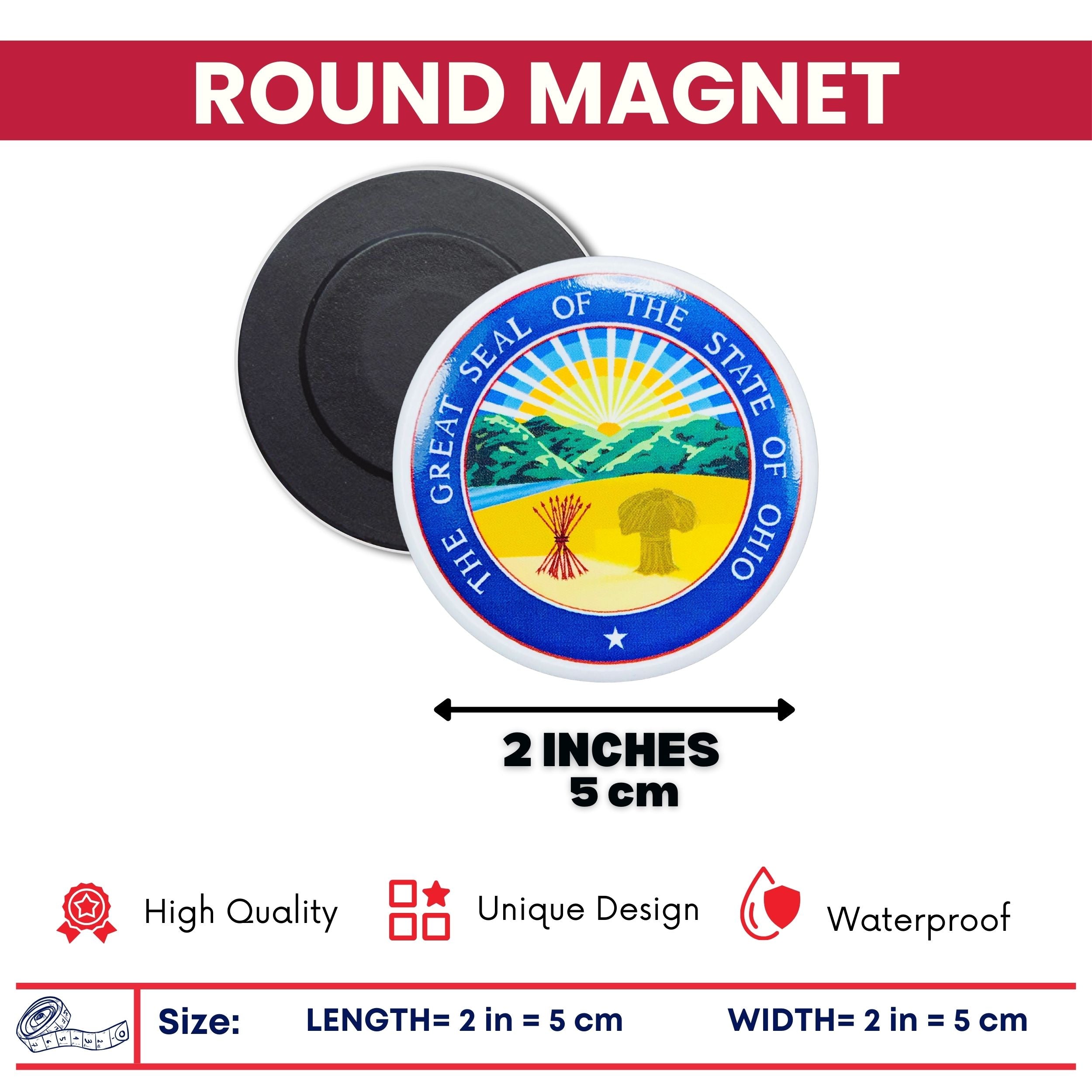 Round Magnet - State Seal Ohio - USA