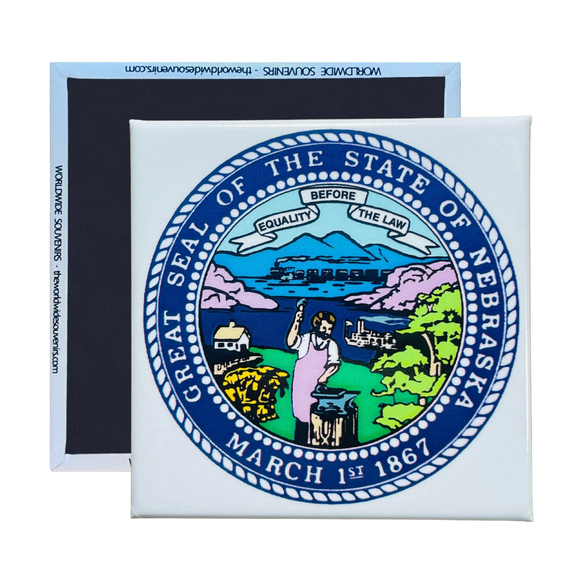 Square Magnet - State Seal NEBRASKA - USA
