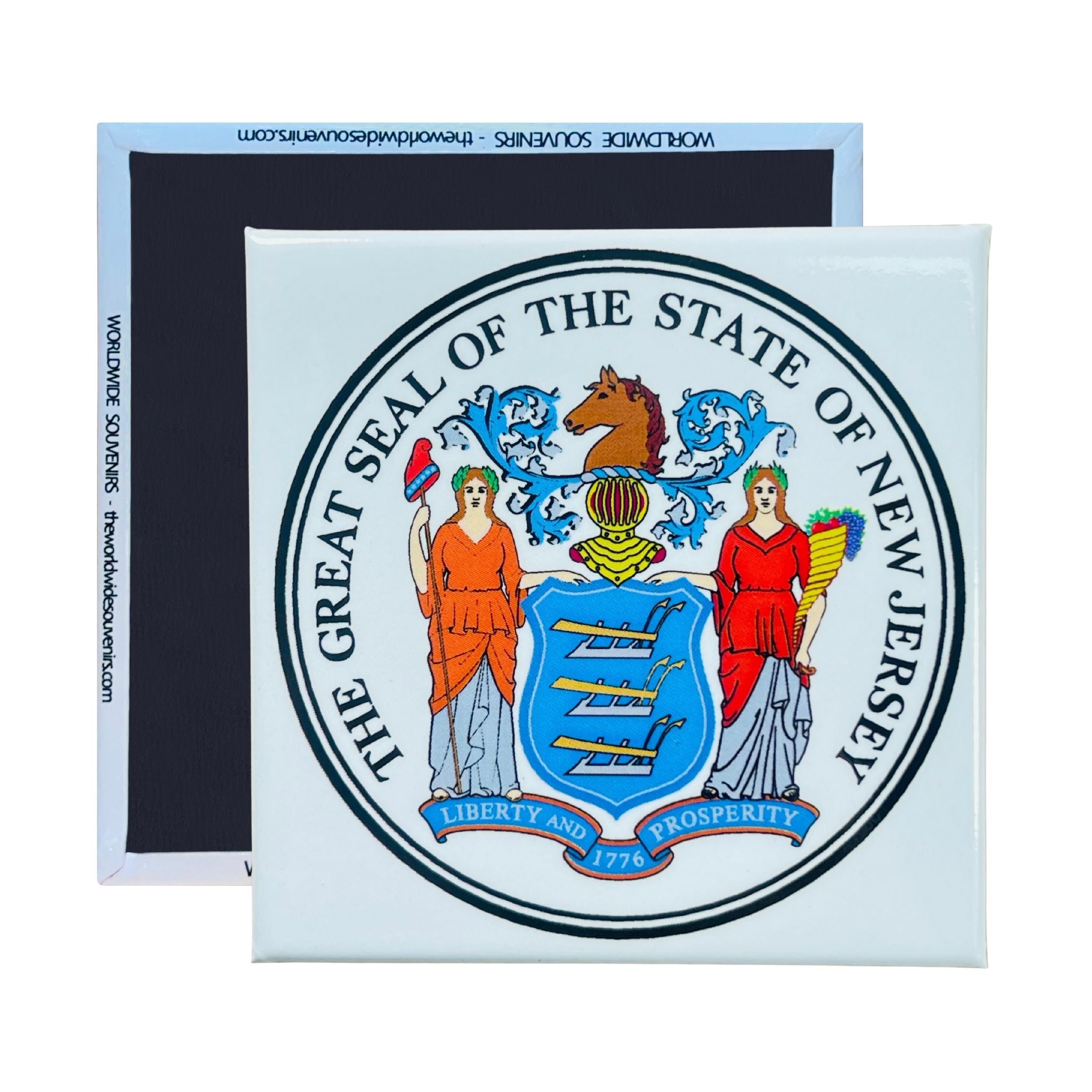 Square Magnet - State Seal NEW JERSEY - USA