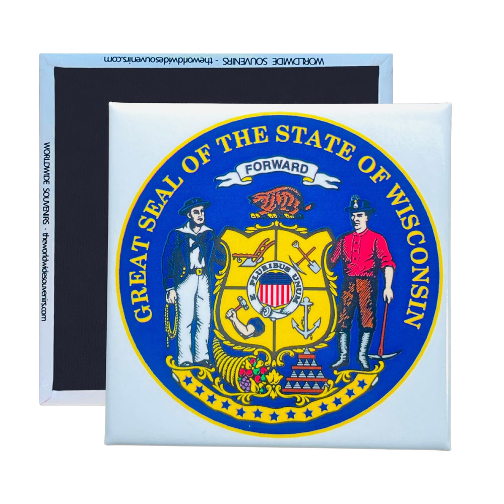 Square Magnet - State Seal WISCONSIN - USA