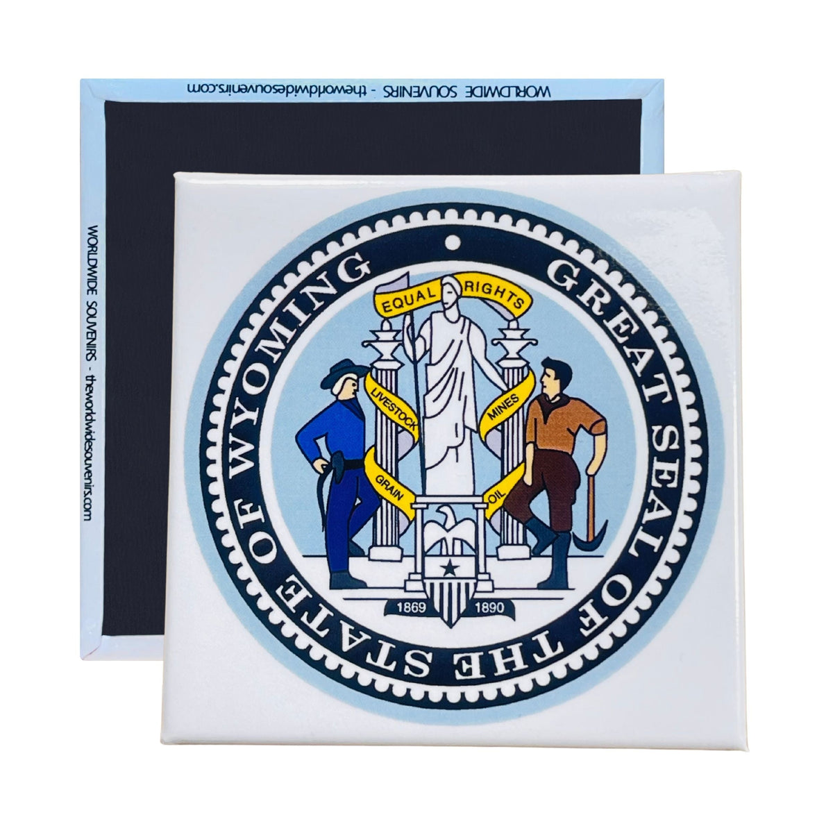 Square Magnet - State Seal WYOMING - USA