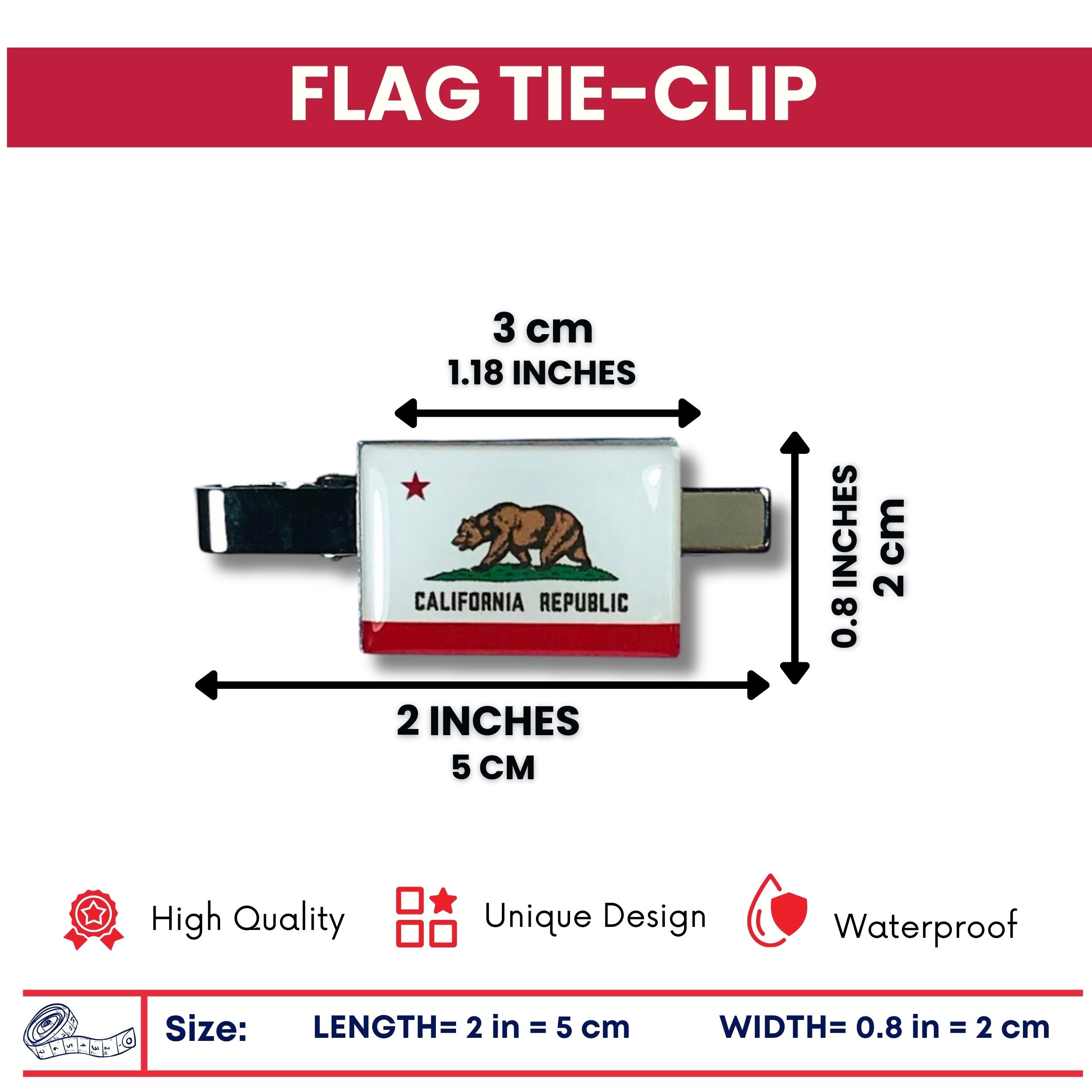 Tie Clip - State Flag California - Usa
