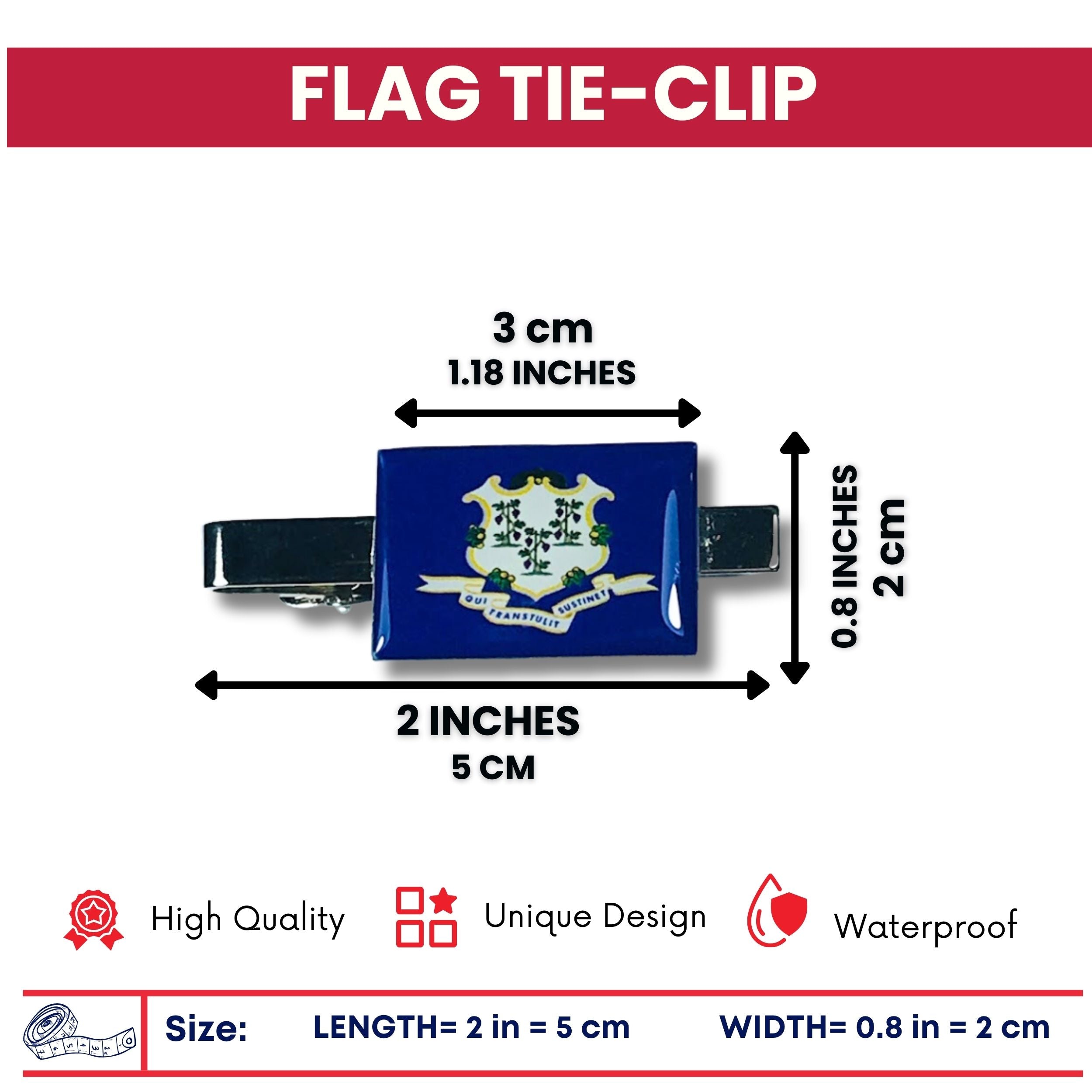 Tie Clip - State Flag Connecticut - Usa