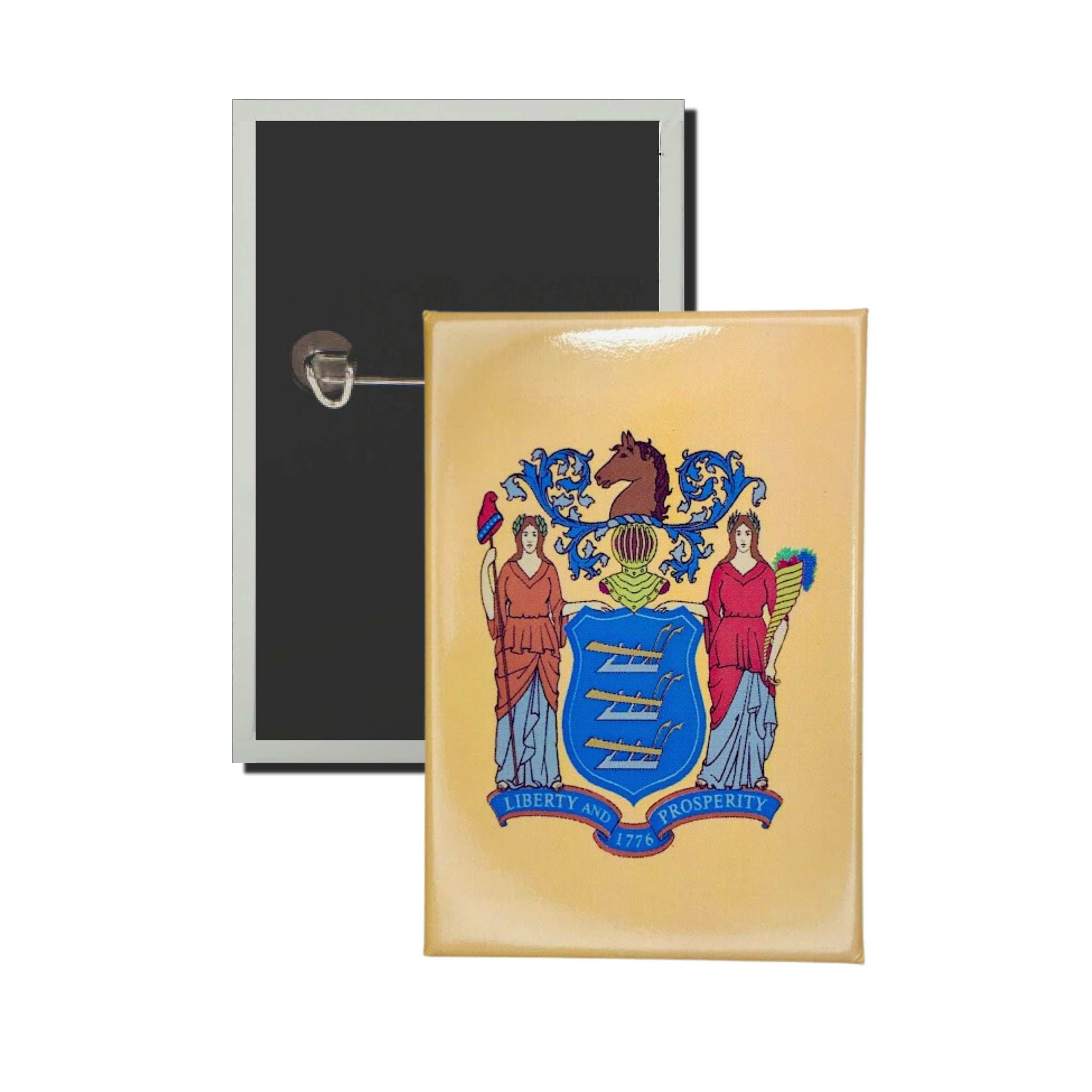 Vertical Button - State Flag New Jersey - USA