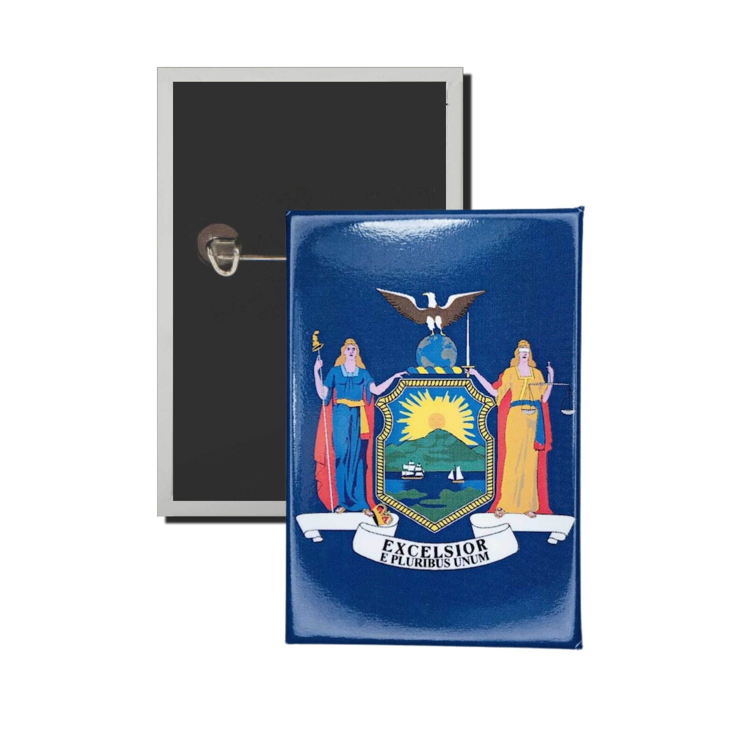 Vertical Button - State Flag New York - USA