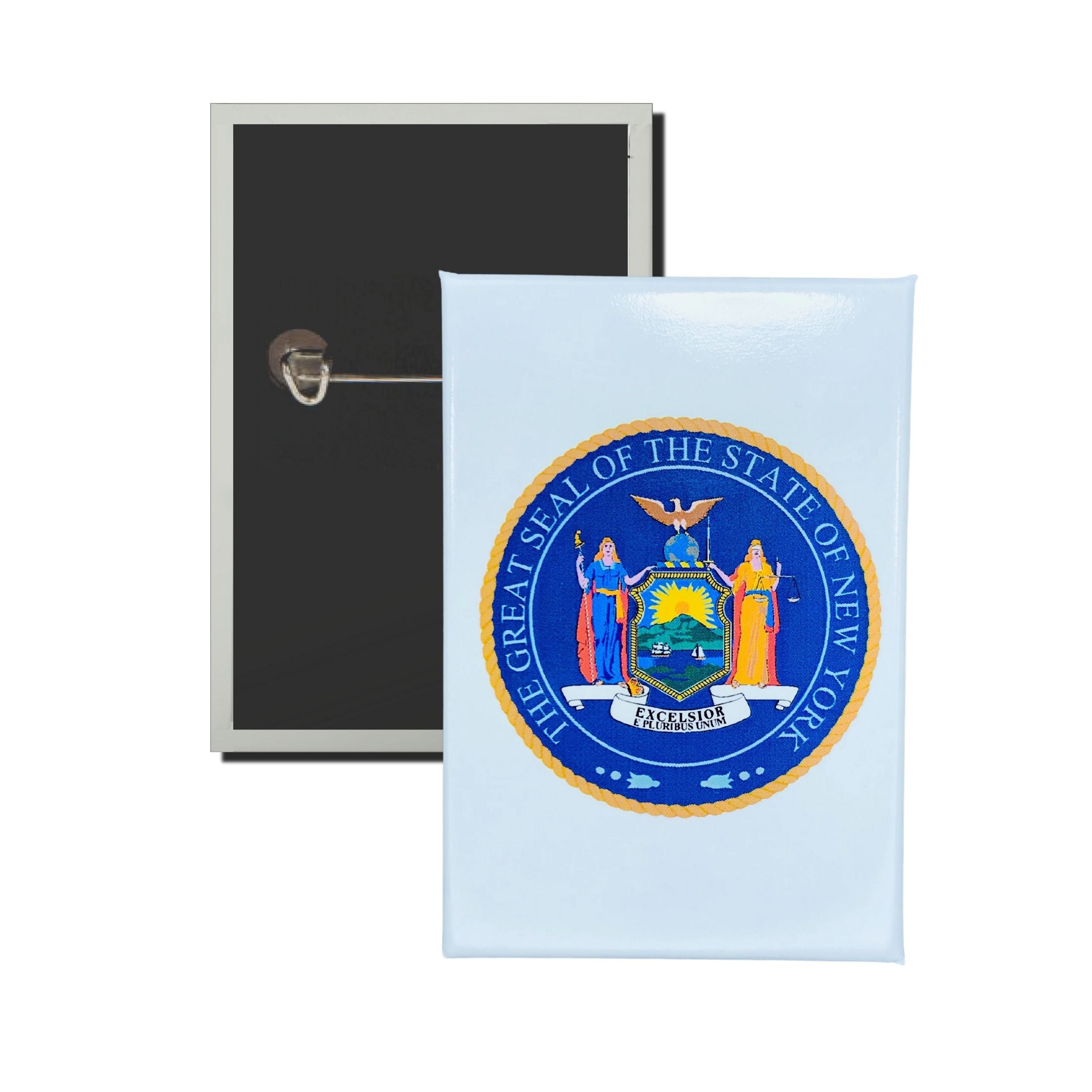 Vertical Button - State Seal New York - USA