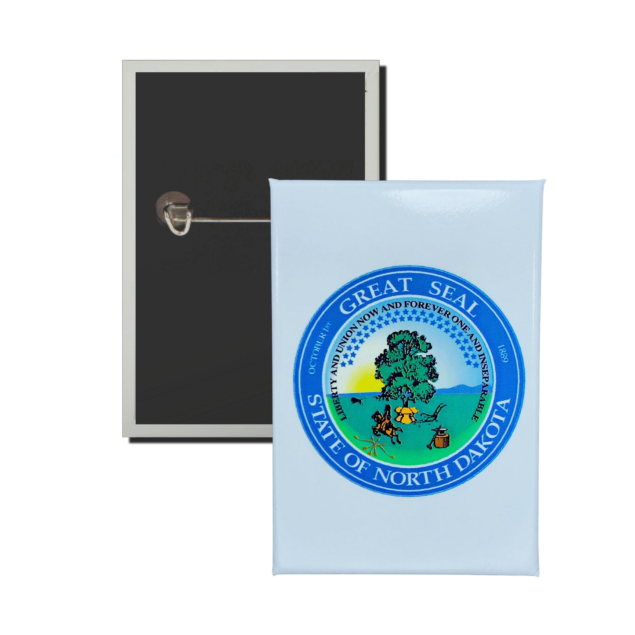 Vertical Button - State Seal North Dakota - USA