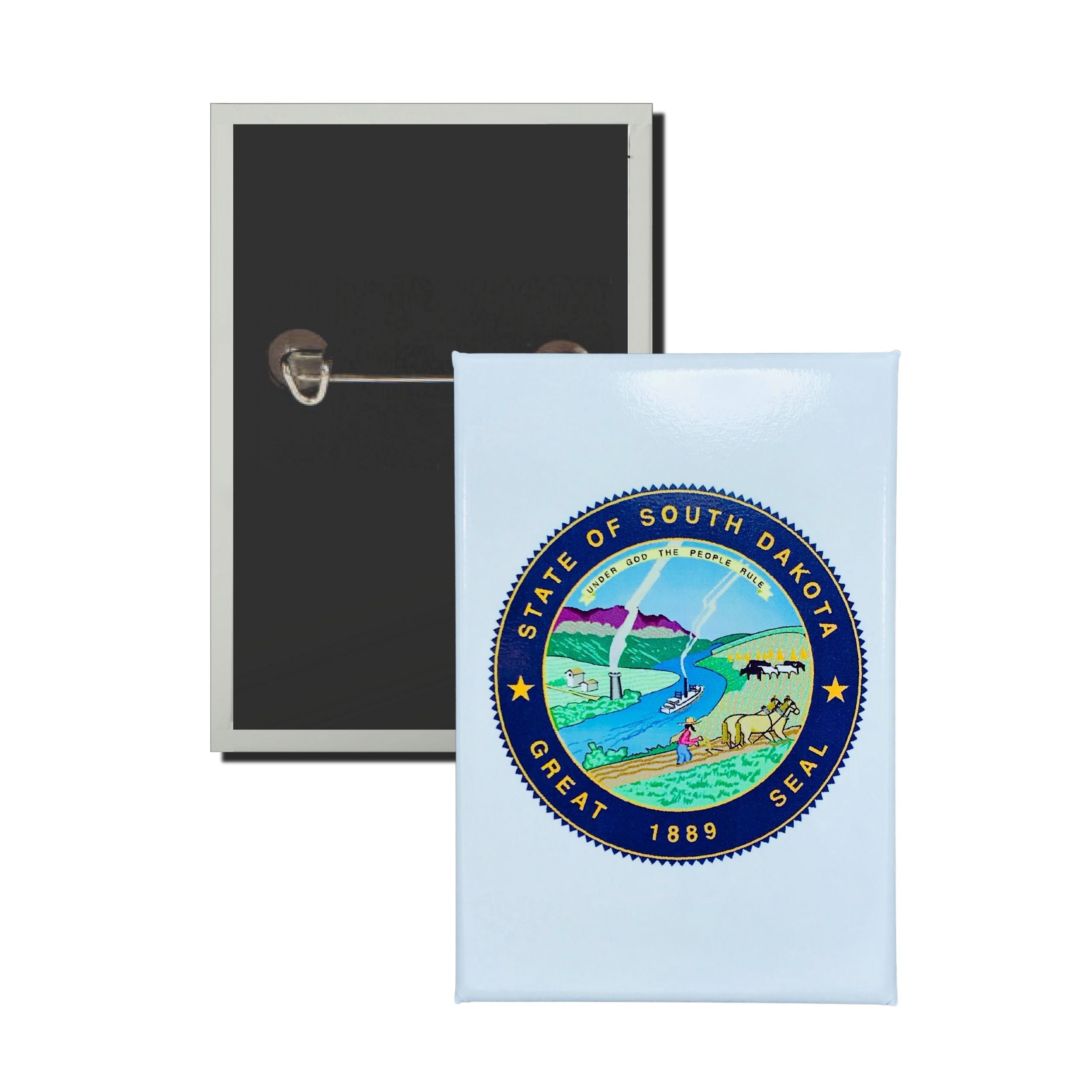 Vertical Button - State Seal South Dakota - USA
