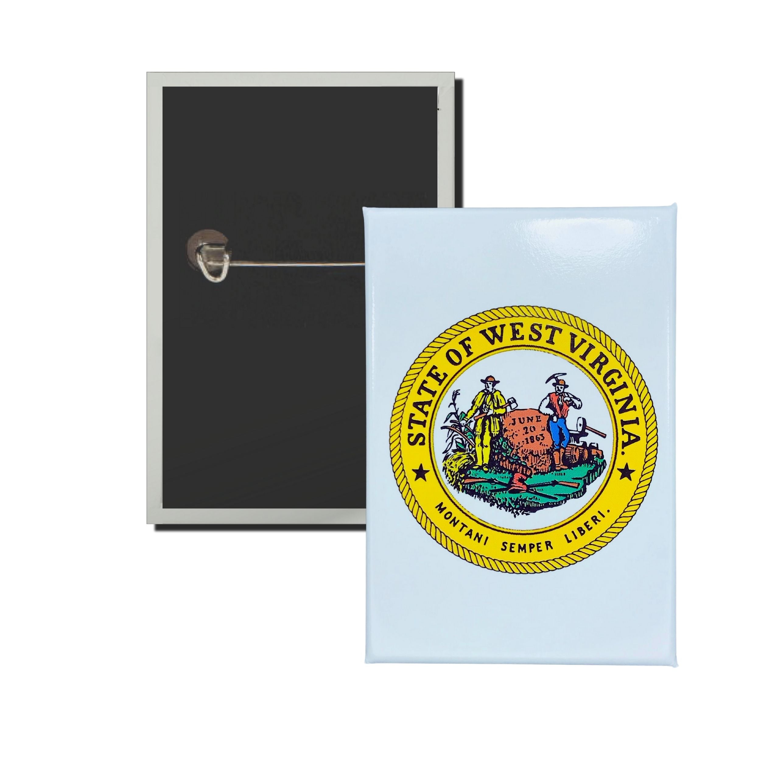 Vertical Button - State Seal West Virginia - USA