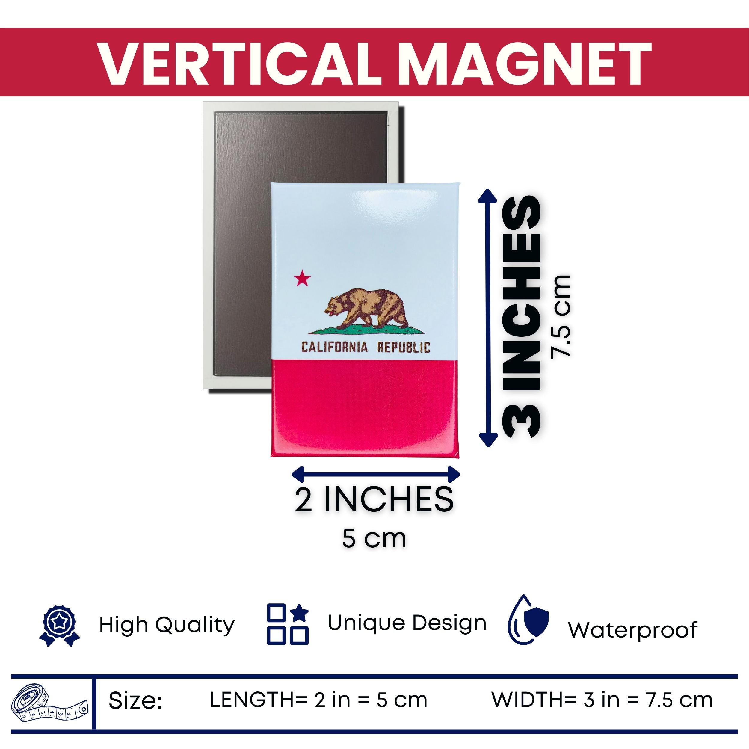 Vertical Magnet - State Flag California - USA