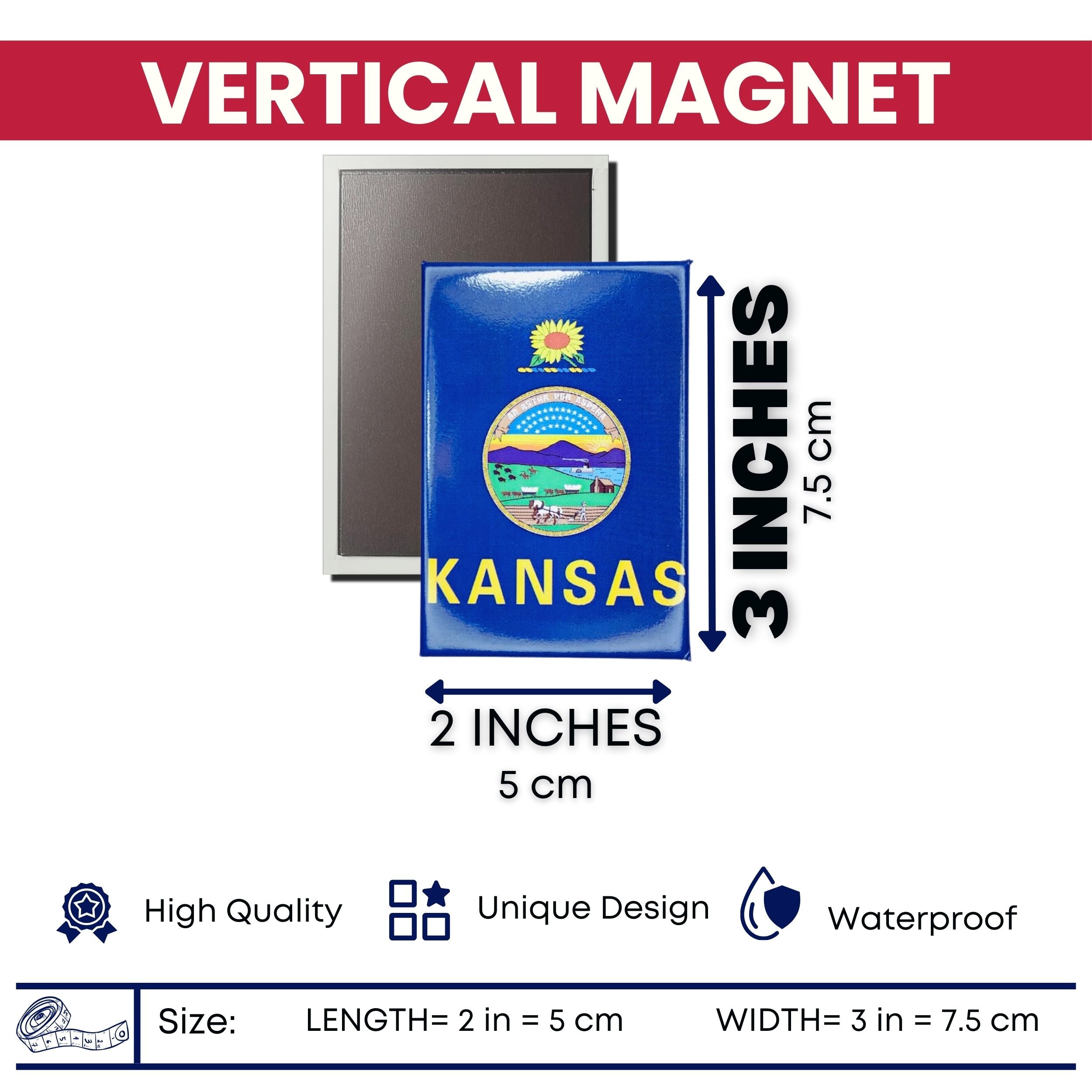 Vertical Magnet - State Flag Kansas - USA