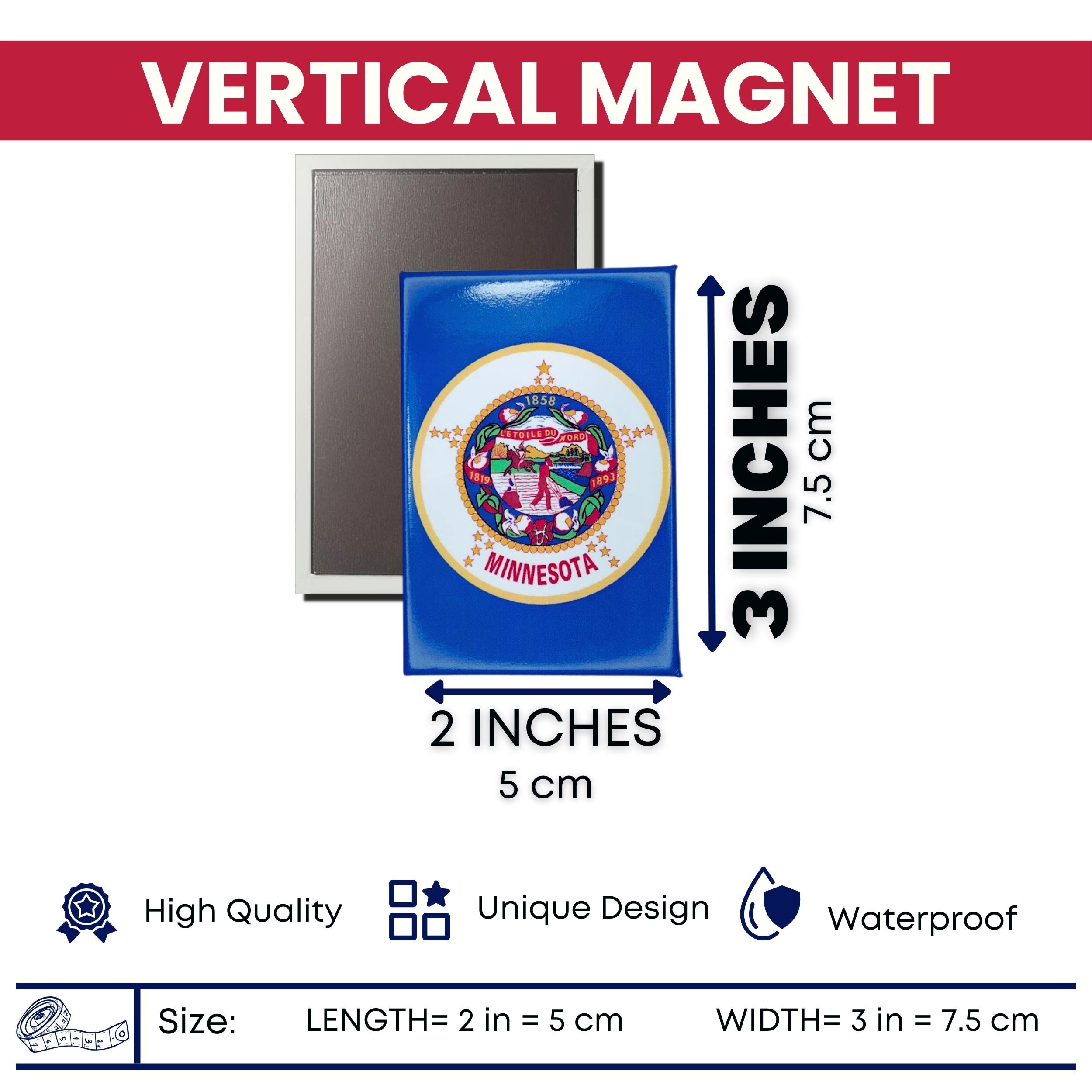 Vertical Magnet - State Flag Minnesota - USA