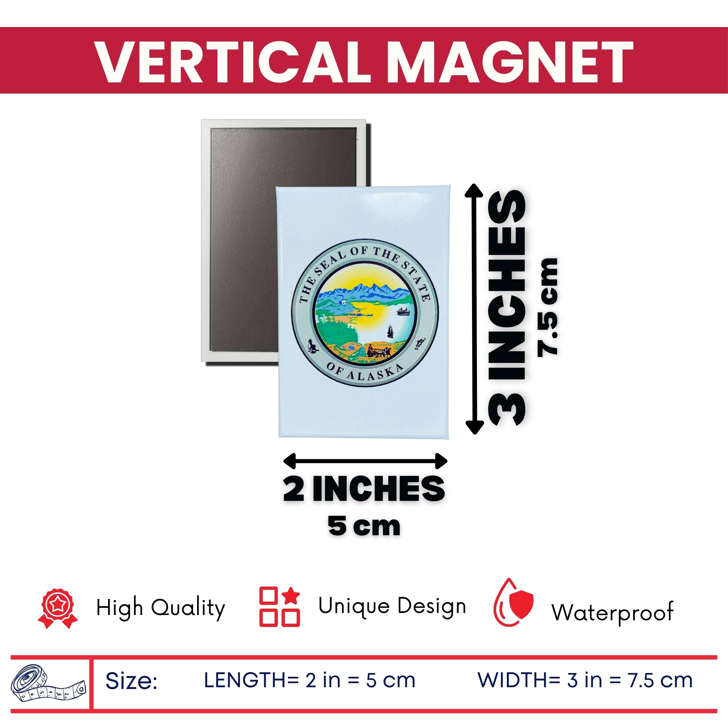 Vertical Magnet - State Seal Alaska - USA
