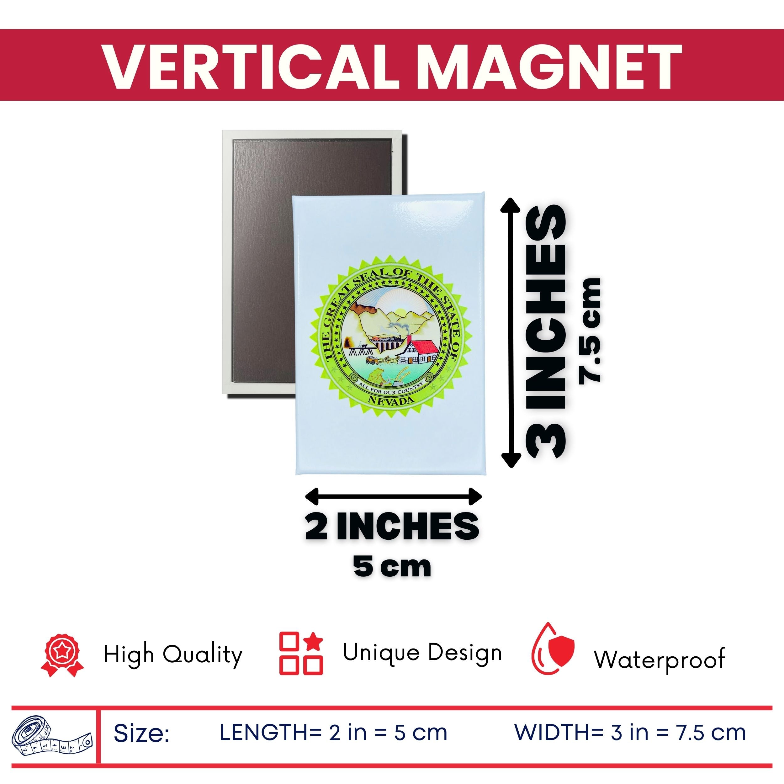 Vertical Magnet - State Seal Nevada - USA