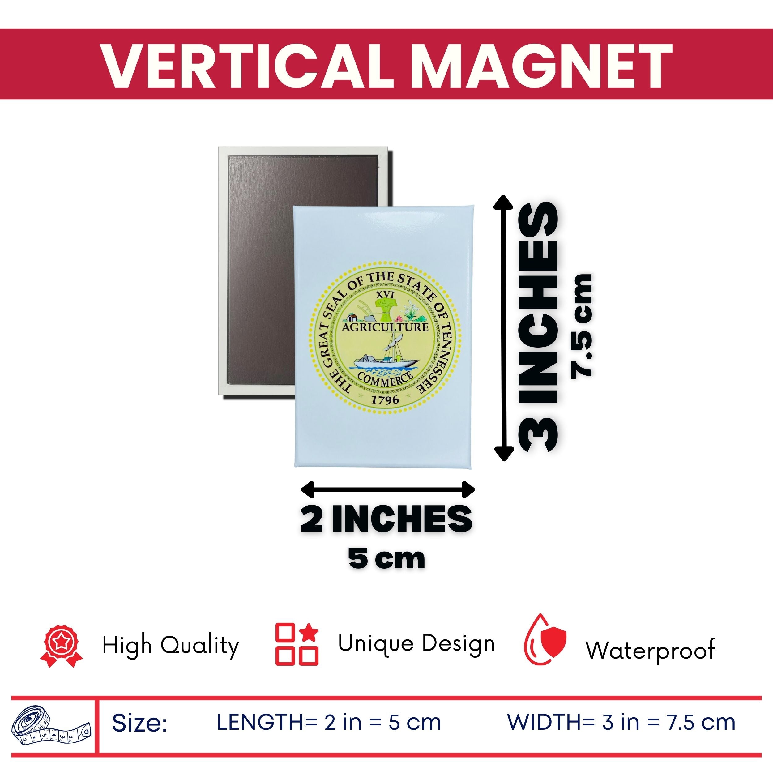 Vertical Magnet - State Seal Tennessee - USA