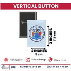 Vertical Button - State Seal New Jersey - USA