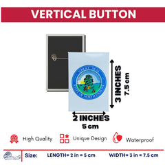 Vertical Button - State Seal North Dakota - USA