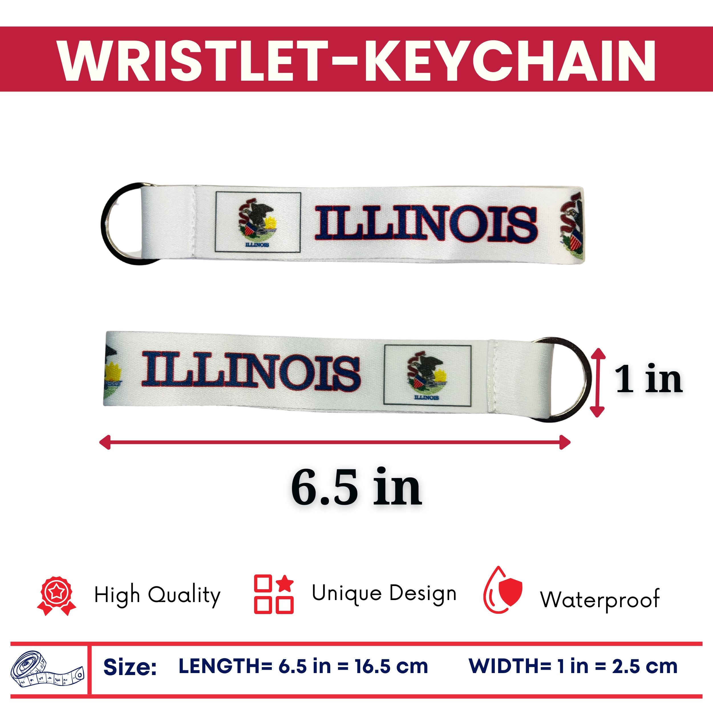 Wristlet Keychain - State Flag Illinois - USA - K072